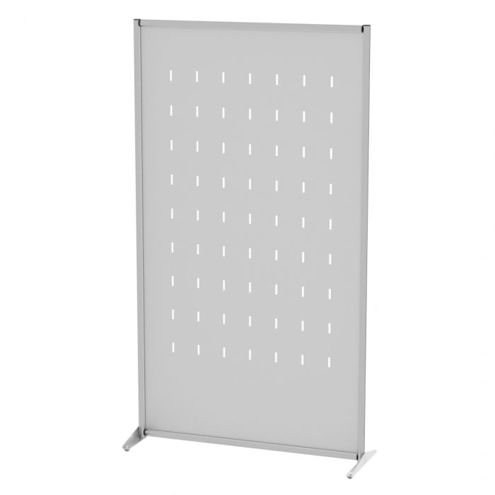 Parete divisoria singola in acrilico bisatinato con asole per accessor e basi circolari - Dimensioni 100x190H cm - immagine 1