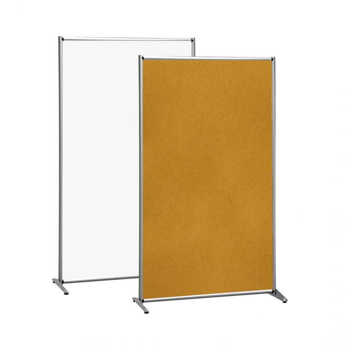 Parete divisoria singola bifacciale con panno beige/superficie magnetica bianca 100x190cm - immagine 1