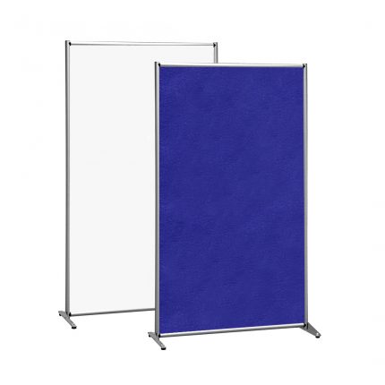 Parete divisoria singola bifacciale con panno e superficie magnetica bianca 100x190cm