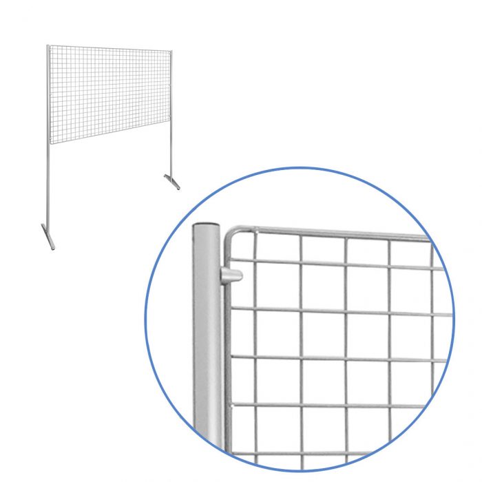Pannello espositivo H 200 cm con griglia metallica 150x100H su piedini - immagine 4