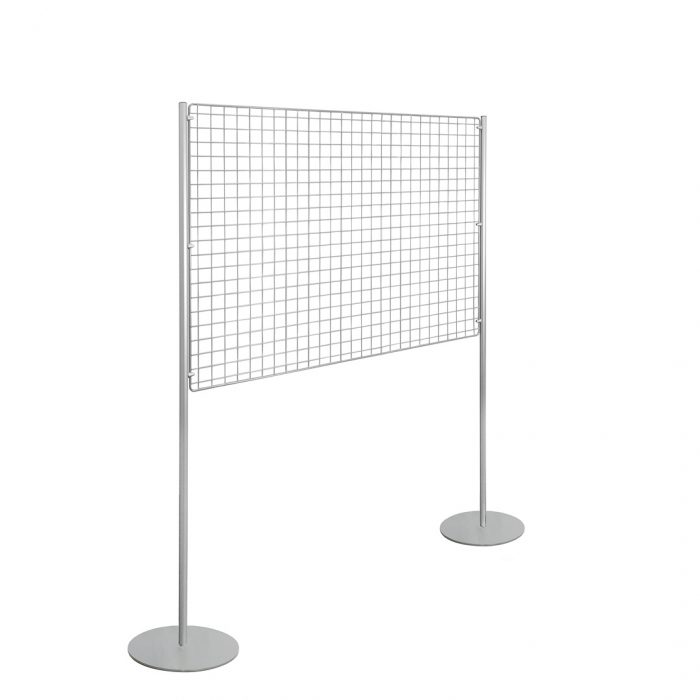Pannello espositivo H 200 cm con griglia metallica 150x100H su basi tonde - immagine 2