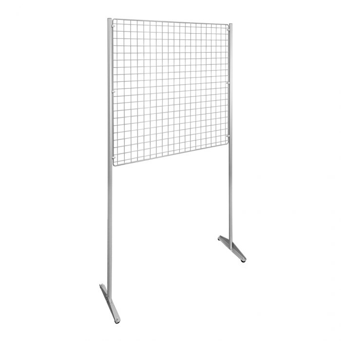 Pannello espositivo H 200 cm con griglia metallica 100x100H su piedini - immagine 1