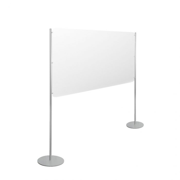 Pannello espositivo H 200 cm con dibond bianco 200x100H su basi tonde - immagine 1