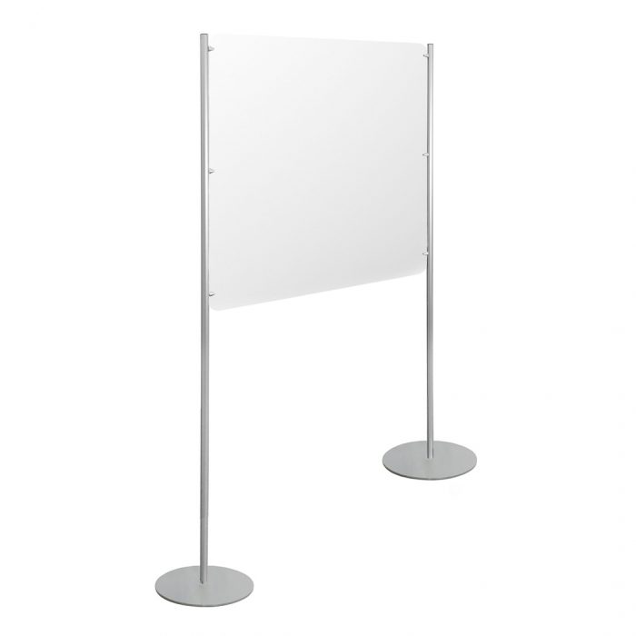 Pannello espositivo H 200 cm con dibond bianco 100x100H su basi tonde - immagine 1