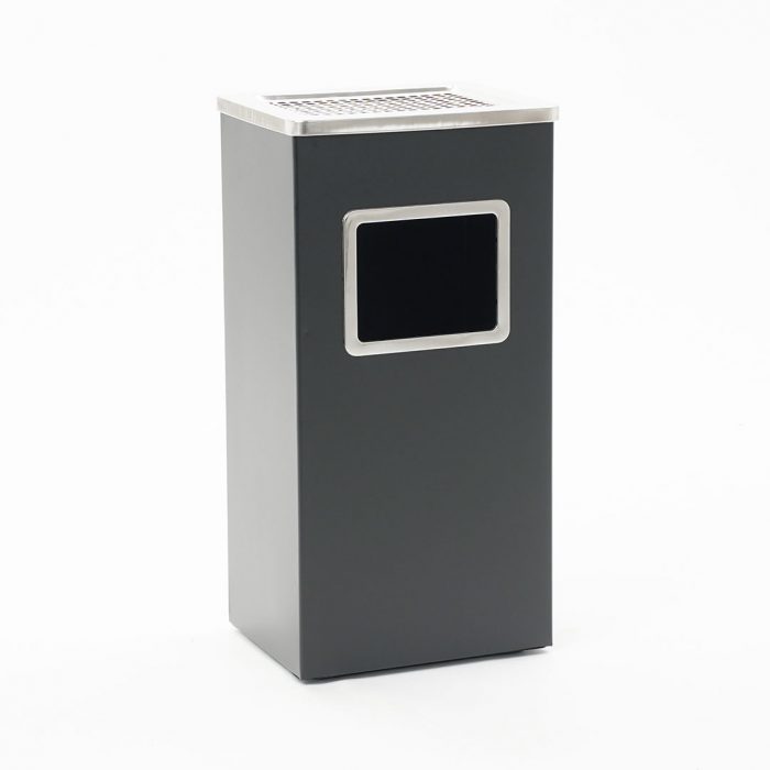 Posacenere rettangolare nero con cestino interno 30x24x60H cm - immagine 1