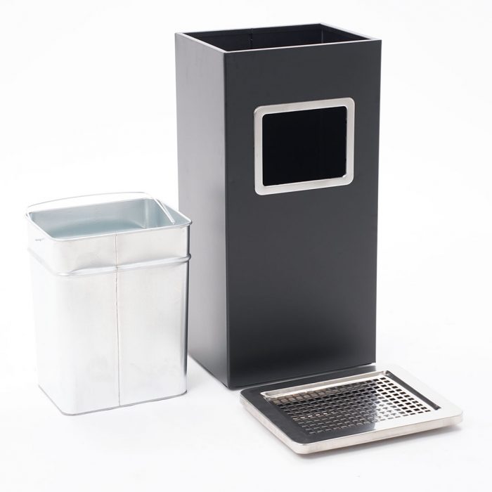 Posacenere rettangolare nero con cestino interno 30x24x60H cm - immagine 8