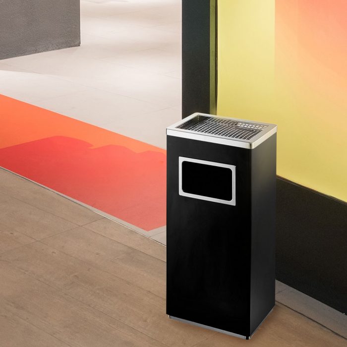Posacenere rettangolare nero con cestino interno 30x24x60H cm - immagine 10