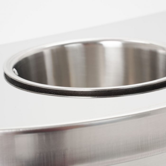 Posacenere da parete acciaio con cestino semi circolare 40x23x63H cm - immagine 6