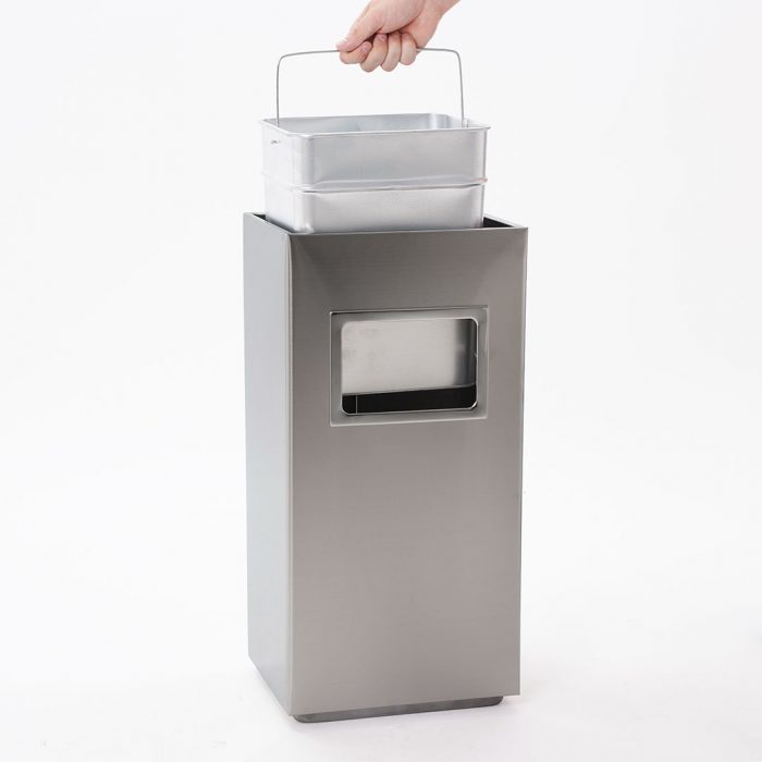 Posacenere rettangolare acciaio con cestino interno 30x24x60H cm - immagine 1