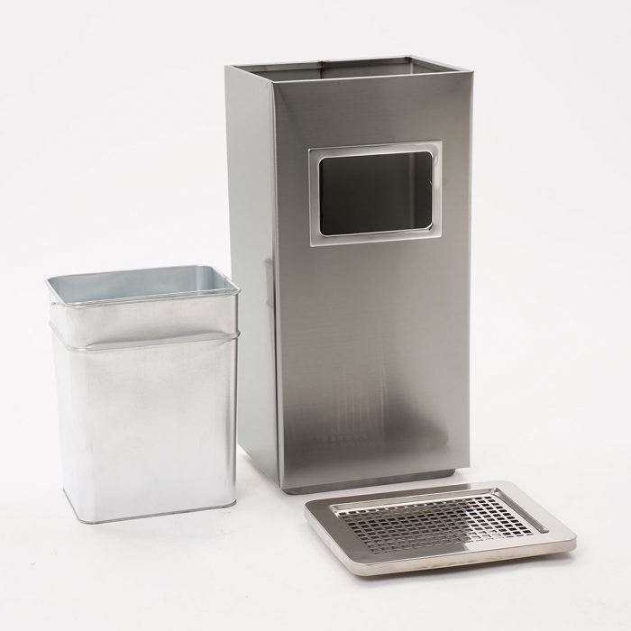 Posacenere rettangolare acciaio con cestino interno 30x24x60H cm - immagine 6