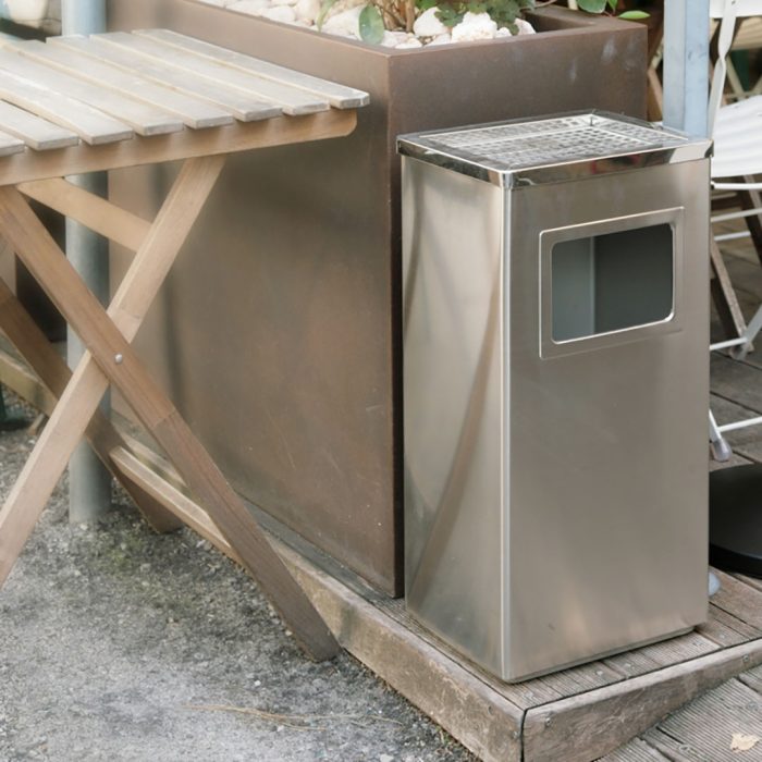 Posacenere rettangolare acciaio con cestino interno 30x24x60H cm - immagine 7