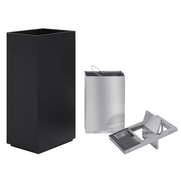 Cestino rettangolare con posacenere piccolo laterale  30x24x60H cm - immagine 4