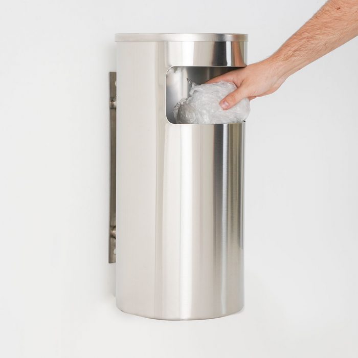 Posacenere da parete acciaio con cestino rotondo 25x51H cm - immagine 1