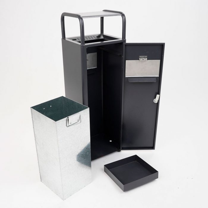 Cestino autoportante con copertura e posacenere 30x27x98H cm - Finitura antracite - immagine 2