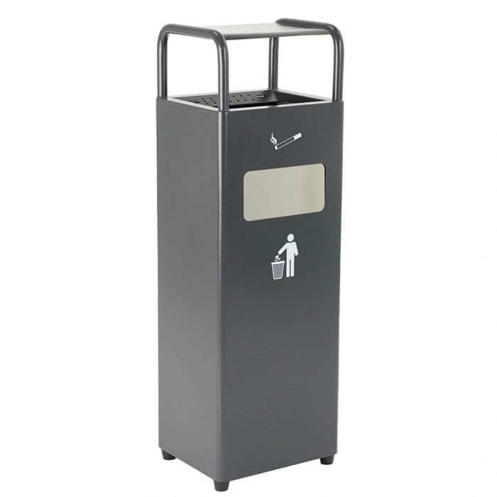 Cestino autoportante con copertura e posacenere 30x27x98H cm - Finitura antracite - immagine 1