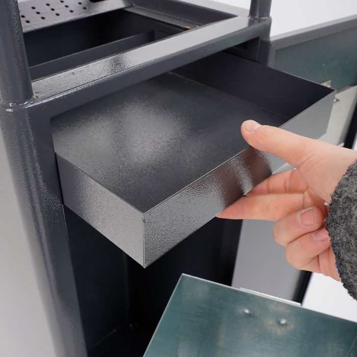 Cestino autoportante con copertura e posacenere 30x27x98H cm - Finitura antracite - immagine 9