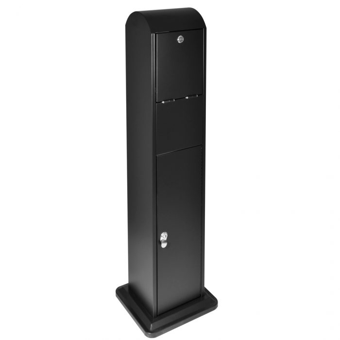 Posacenere a colonna nero  con cestino e doppia serratura 34x31x120H - immagine 6