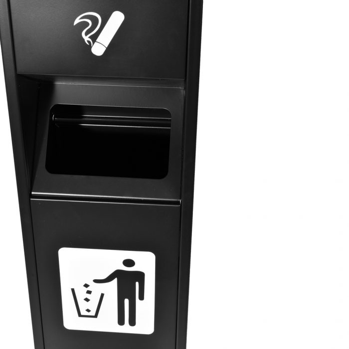 Posacenere a colonna nero  con cestino e doppia serratura 34x31x120H - immagine 5