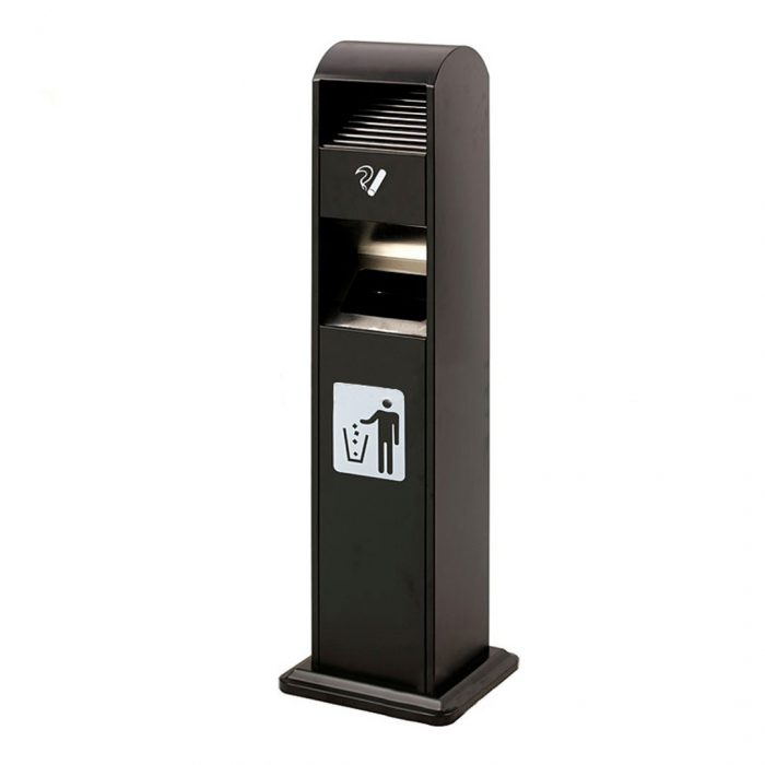 Posacenere a colonna nero  con cestino e doppia serratura 34x31x120H - immagine 1
