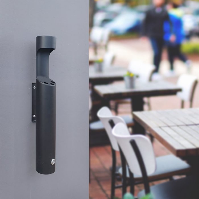 Posacenere da parete nero  rotondo con serratura 9x75H cm - immagine 1