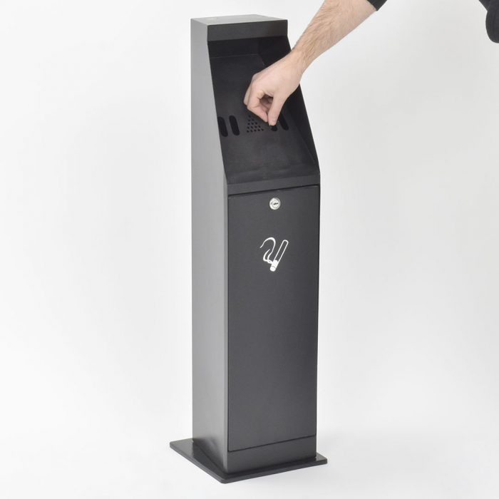 Posacenere a colonna nero con serratura 20x20x86H cm - immagine 4