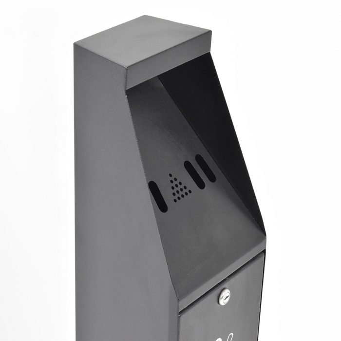Posacenere a colonna nero con serratura 20x20x86H cm - immagine 5