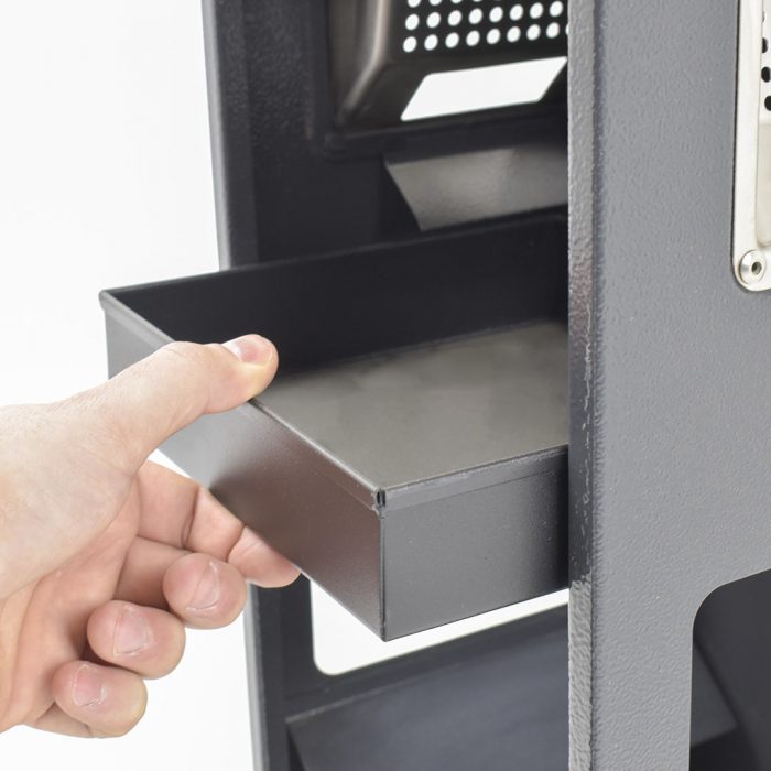 Posacenere a colonna antracite bifacciale con serratura laterale 34x31x120H cm - immagine 5