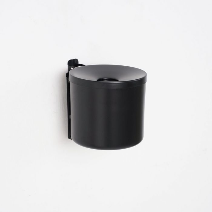 Posacenere circolare da parete in metallo verniciato nero 15x18H cm - Capacità 2,5 Lt - immagine 1