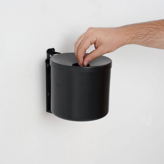 Posacenere circolare da parete in metallo verniciato nero 15x18H cm - Capacità 2,5 Lt - immagine 3