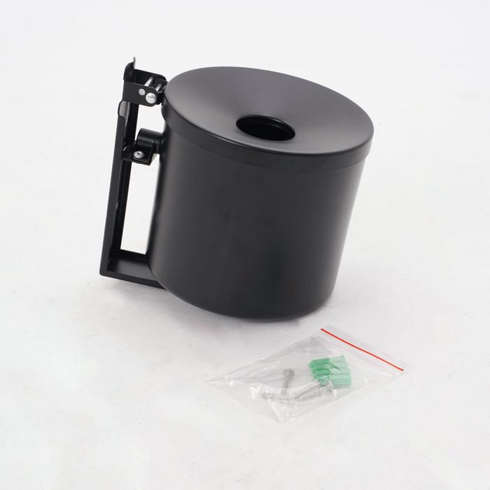 Posacenere circolare da parete in metallo verniciato nero 15x18H cm - Capacità 2,5 Lt - immagine 4