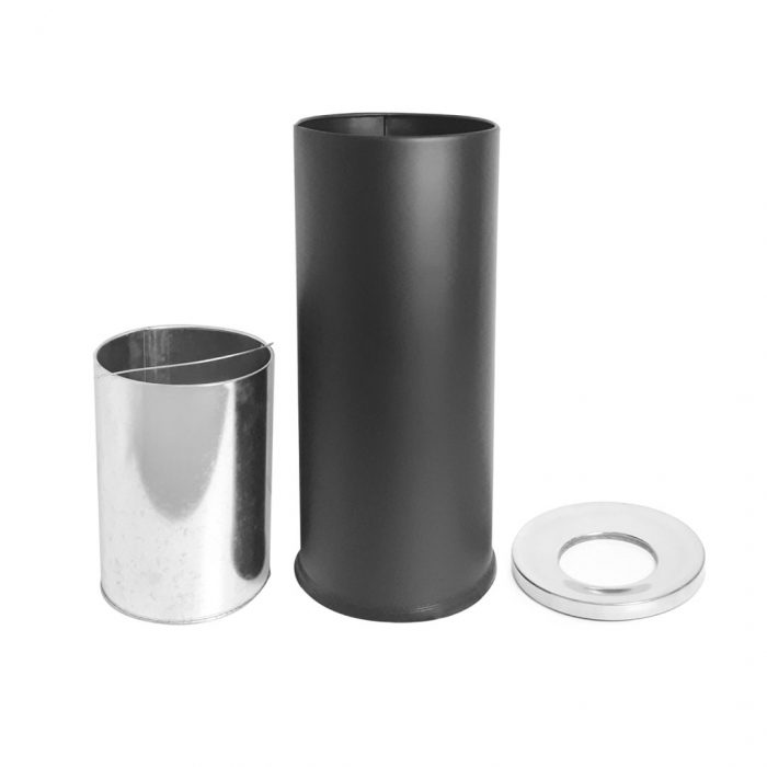 Cestino rotondo nero con foro 25x61H cm - immagine 2