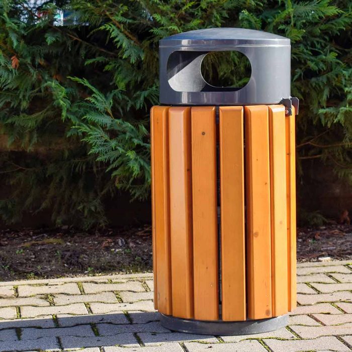 Cestino porta rifiuti con doghe in legno - 40lt - immagine 11