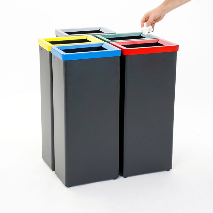 Contenitore modulare per  la raccolta differenziata in metallo verniciato nero 30x20x70H cm - Capacità 42 Lt. - Solo corpo - immagine 5