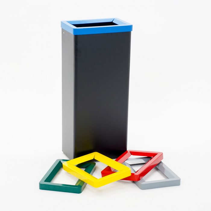 Contenitore modulare per  la raccolta differenziata in metallo verniciato nero 30x20x70H cm - Capacità 42 Lt. - Solo corpo - immagine 3