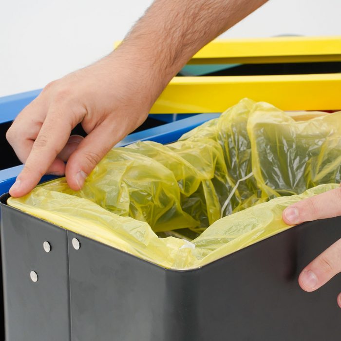 Contenitore modulare per  la raccolta differenziata in metallo verniciato nero 30x20x70H cm - Capacità 42 Lt. - Solo corpo - immagine 4