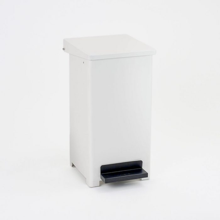 Pattumiera in metallo bianco con pedale e coperchio con sistema frenante completo di kit pittogrammi - Capacità 42 Lt - immagine 10