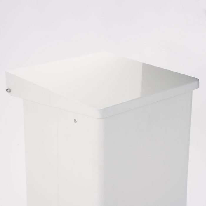 Pattumiera in metallo bianco con pedale e coperchio con sistema frenante completo di kit pittogrammi - Capacità 42 Lt - immagine 5