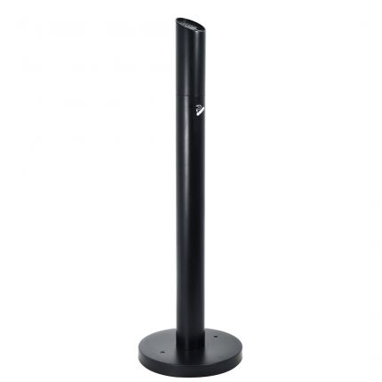 Posacenere a colonna nero con base tonda e testa removibile 32x102H cm