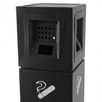 Posacenere a colonna nero con testa quadrata e serratura 25x25x108H cm