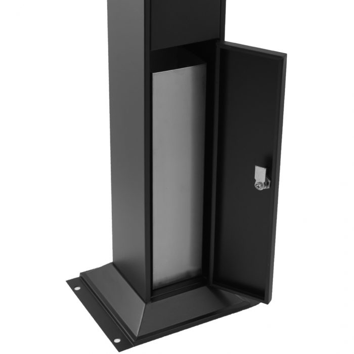 Posacenere a colonna nero con testa quadrata e serratura 25x25x108H cm - immagine 5