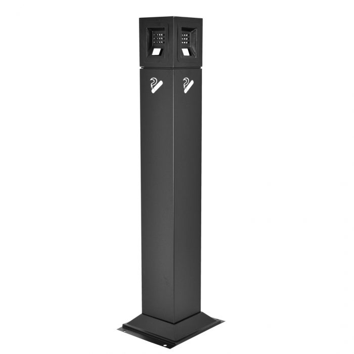 Posacenere a colonna nero con testa quadrata e serratura 25x25x108H cm - immagine 4