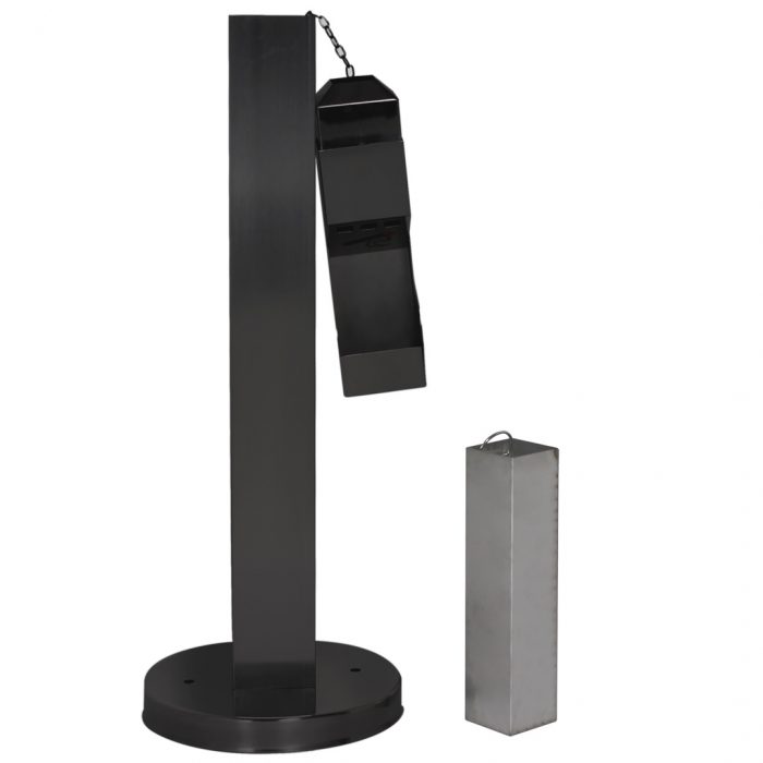 Posacenere a colonna nero con base tonda e testa removibile 35x114H cm - immagine 3