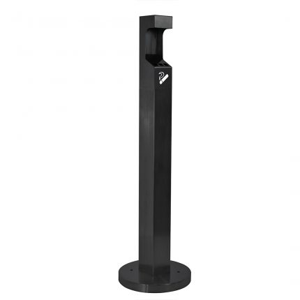 Posacenere a colonna nero con base tonda e testa removibile 35x114H cm