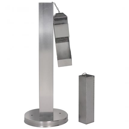 Posacenere a colonna acciaio con base tonda e testa removibile 35x114H cm