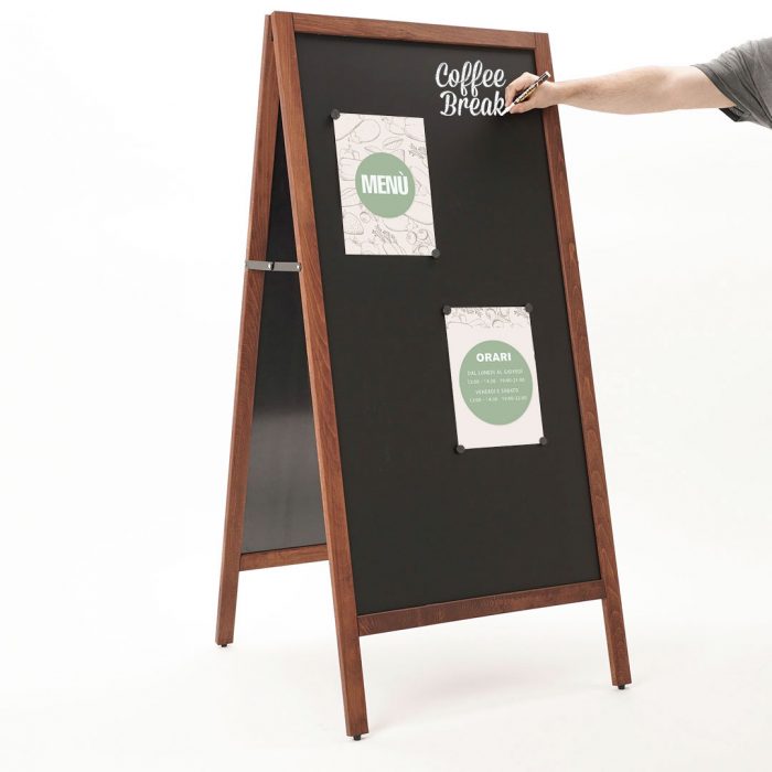 Lavagne a cavalletto con cornice in legno di faggio EASY finitura dark wood - immagine 6