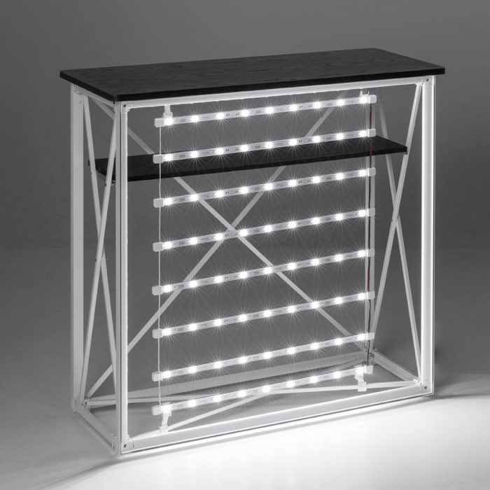 Banchetto promozionale luminoso con alimentazione e top nero - immagine 7